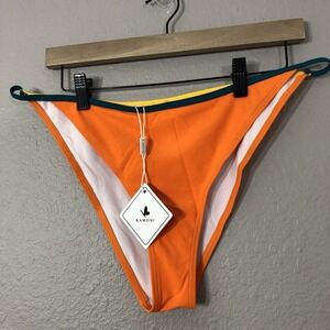 NWT Kamoni Women's Size XL Orange High Rise Bikini Swim Bottom‎